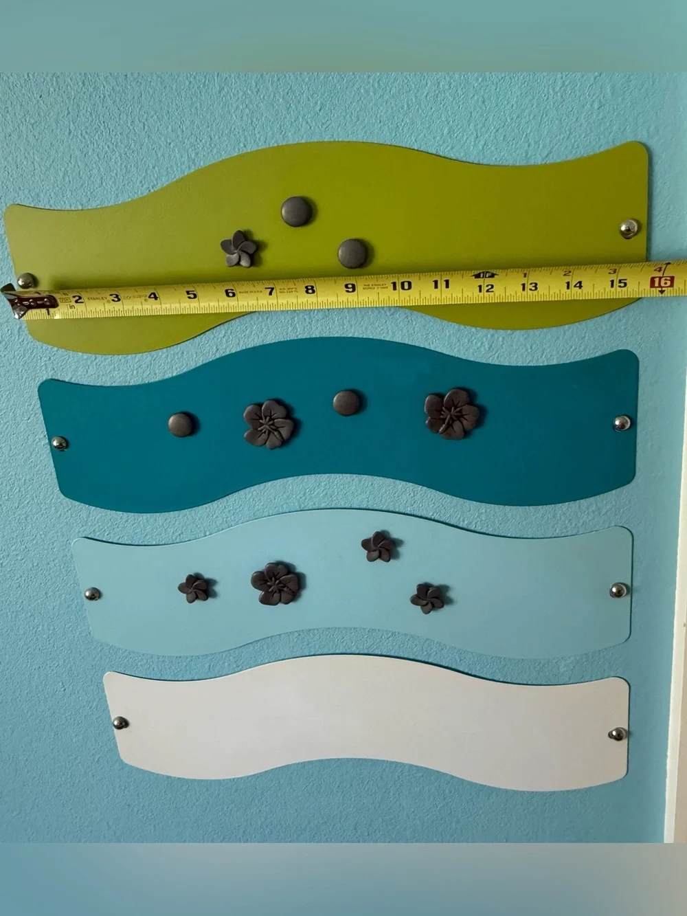 Vintage Target Wavy Magnetic Wall Panels Set of 4 with Floral Magnets